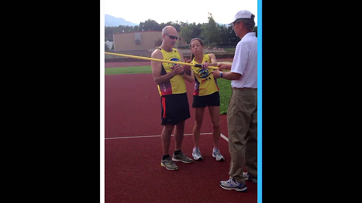 Randall Crosby, blind athlete, throws the javelin