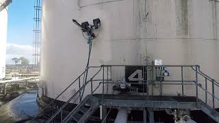 Tank Cleaning Robot In Action On Storage Tank in Manchester - ATEX Zone II