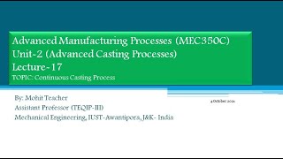 Famous Lecture-17 I Continuous Casting Process I Advanced Casting Processes Wealth