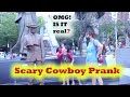 Cowboy Prank. Scary Cowboy Prank. Lelucon koboi yang menakutkan.awesome reaction.scary human statue