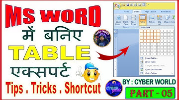 MS Word Table complete Tutorial | MS WORD TABLE TIPS TRICKS and Important Shortcut Keys Hindi Cyber