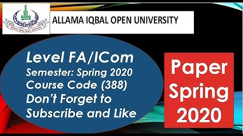 AIOU FA/ICom Paper Code 388 Spring 2020 || AIOU Old Papers || AIOU Past Papers