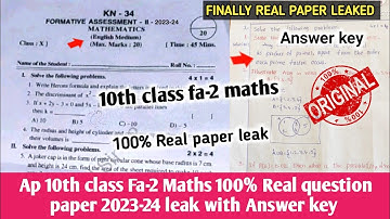 💯Ap 10th class fa2 maths question paper 2023 with answer|10th class maths fa2 question paper 2023