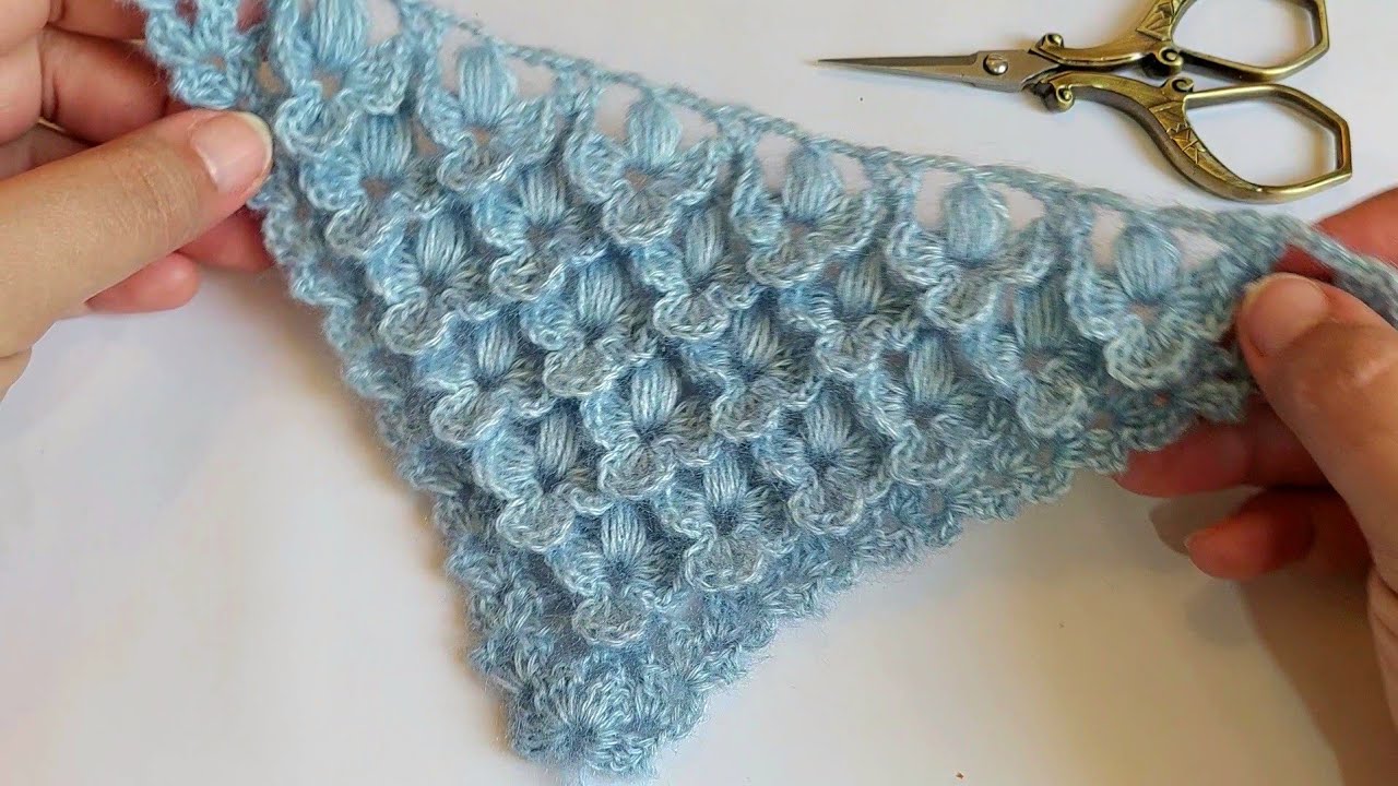 كروشية طريقه عمل شال مميز بغرزة جديدة.  قطعة انيقه وبسيطة