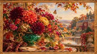 Enchanted Autumn Garden 🍂 | 4K TV Art Screensaver | Vintage Gold Frame Art | No Music