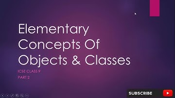 ICSE Class 9 Chapter 3 Elementary Concept of Objects & Classes Part 2