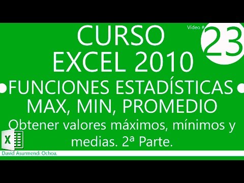 Curso Excel 2010. Funciones Estadísticas: Max, Min, Promedio. Sesión 04. Vídeo 2 de 2.