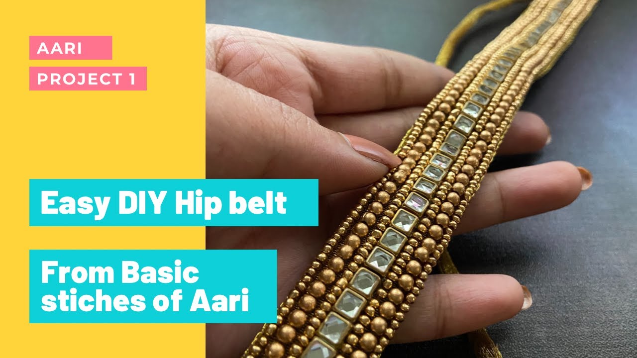 DIY traditional Hip belt using basic aari chain stitch/ Basic aari work