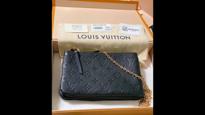 LOUIS VUITTON Cream Empreinte Double Zip Pochette Chain Bag