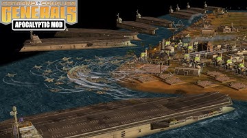 AIRCRAFT CARRIER VS USA SUPER DEFENSE - C&C Generals Zero Hour Apocalyptic 2.2