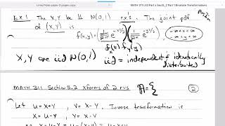 Probability Theory L43a Section 5.2 Part 1 Bivariate (Inverse) Transformations