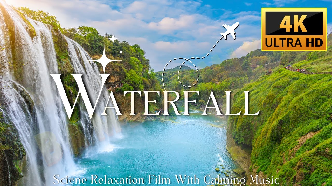 Waterfall 4K Ultra Hd - Science Relaxation Film With Calming Music | Deep Sleep & Stress Relief ‍♂️