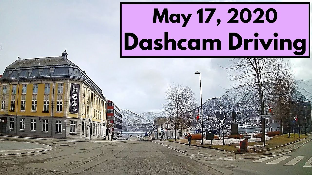 Dashcam driving in Tromsø, Norway. May 17 , 2020.
