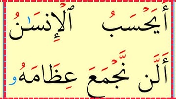 تعلم القراءة والكتابة / آية من كتاب الله مطلع سورة القيامة