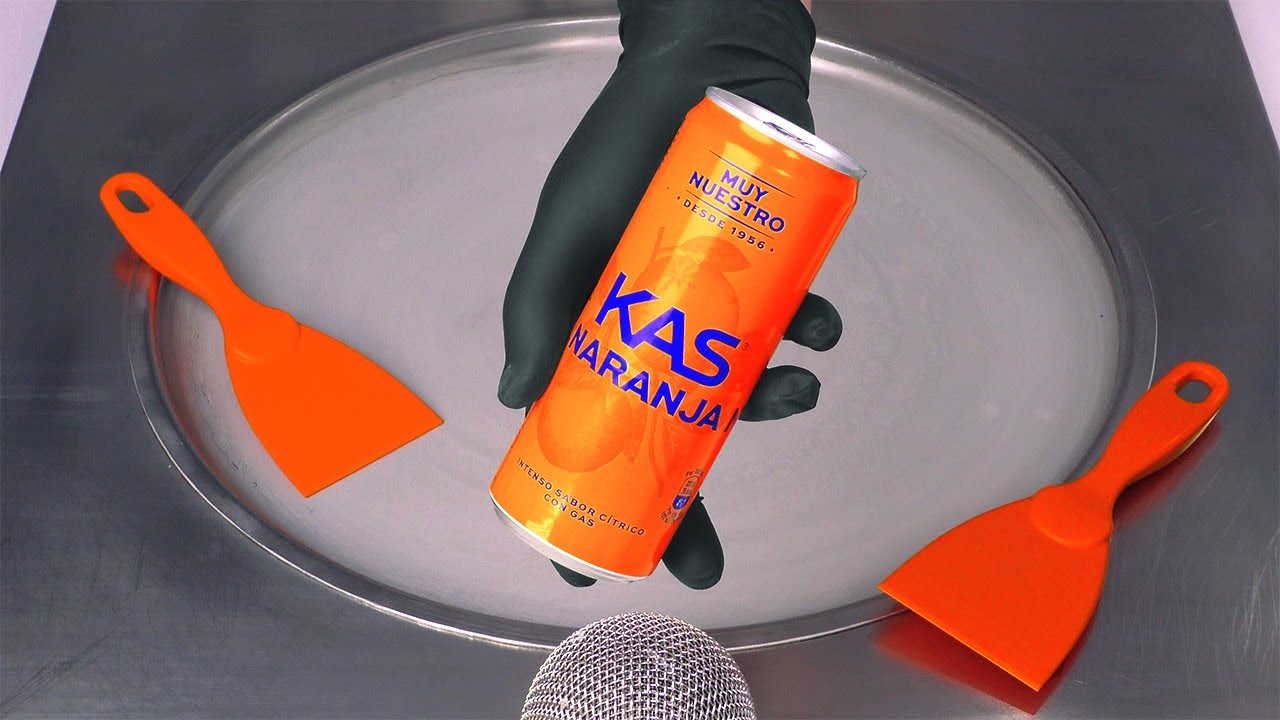 ASMR | sparkling Orange Lemonade Ice Cream Rolls with Kas Naranja - Helado en Rollo con Limonada