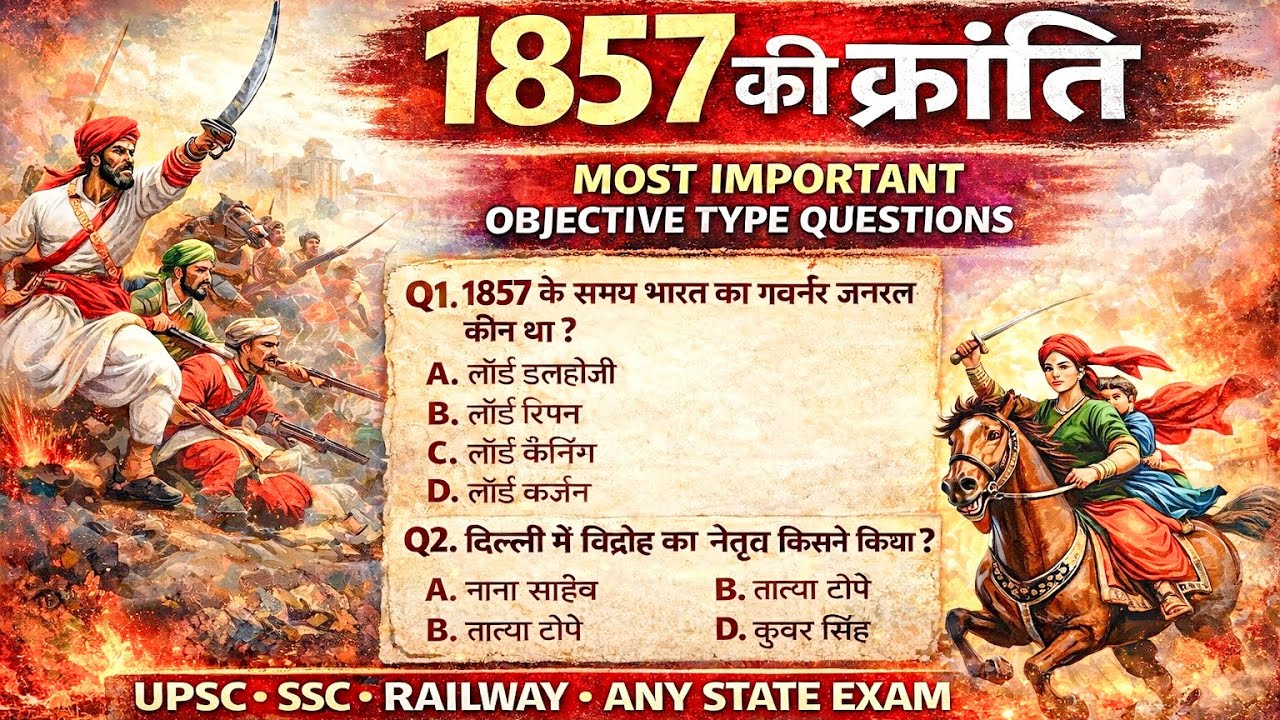 1857 की क्रांति | 1857 ki kranti | 1857 Revolt Important questions | History MCQ questions | Gk MCQ