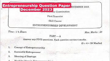 Degree Semester 1 - Entrepreneurship Development Question Paper December 2023 Degree Exams 2023-2024
