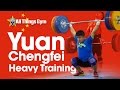 Yuan Chengfei (77kg, China 🇨🇳) Full Session: 180kg Squat Jerk + 210kg Clean Pulls + 240kg Jerk Dips