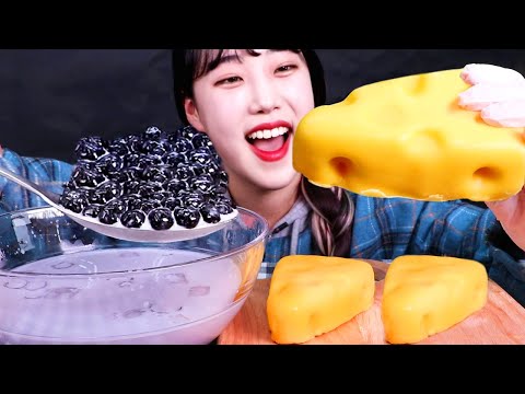 꾸덕특집 톰과제리 치즈케이크와 타로밀크티 타피오카펄 왕창 추가해서 먹방! Tom and Jerry Cheese Cake & Bubble Milk Tea チーズケーキ タロミルクティー