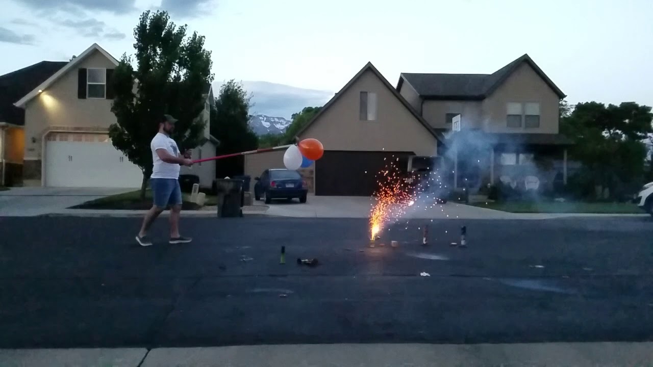 Propane balloon fireworks - in slow motion - YouTube
