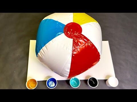 Acrylic Painting with a BEACHBALL?! Fluid Art Technique