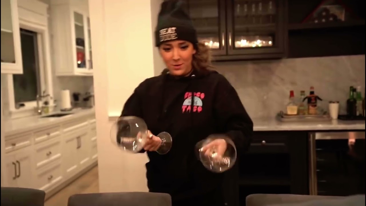 jenna marbles screaming into a wine glass