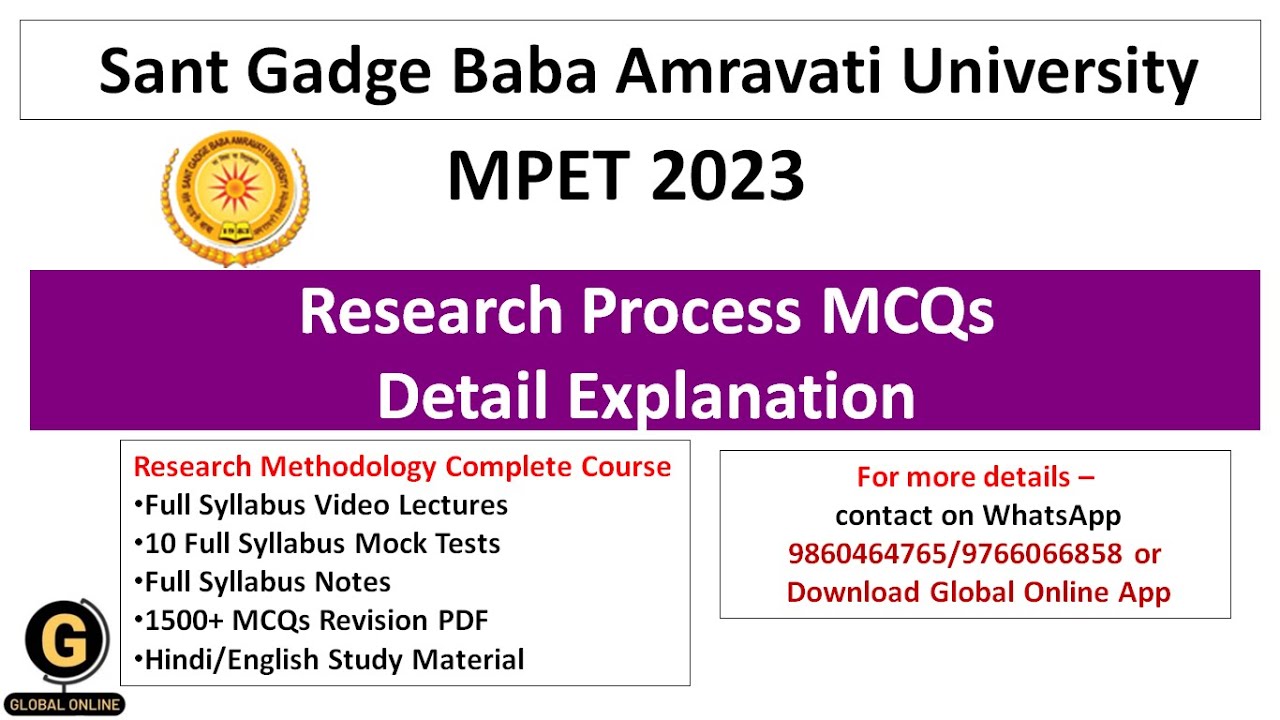 Research Process MCQs|Sant Gadge Baba Amravati University PhD Entrance Test 2023|