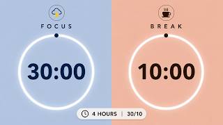 Pomodoro 30/10 | 4 Hours Thunderstorm 🌧️⚡ Study with Me for Deep Focus & ADHD