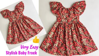 Very Easy Baby Frock Cutting And Stitching Frill Neck Baby Frock Cutting And Stitching