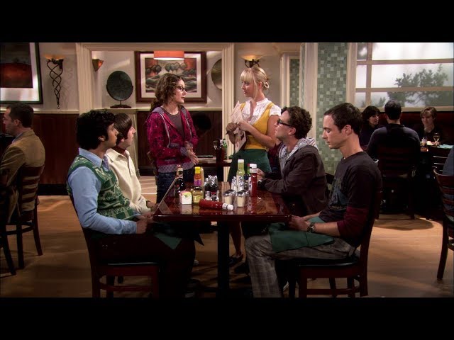 FIRST TIME Penny serves guys at The Cheesecake Factory - The Big Bang Theory class=