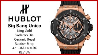 ▶ Hublot Big Bang Unico King Gold Skeleton Dial Ceramic Bezel Rubber Strap 421.OM.1180.RX - REVIEW