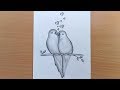 How to draw two parrots in love //Two parrots in love by pencil sketch