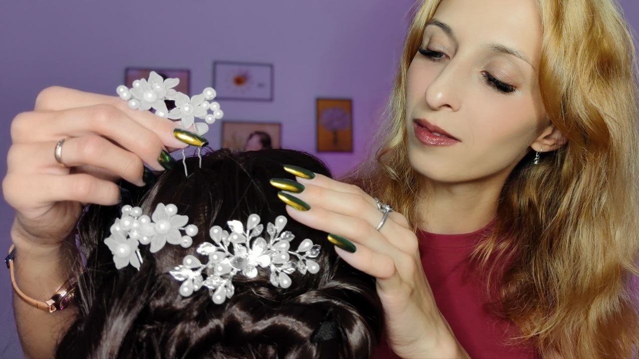 АСМР Укладка волос к особому случаю / Мурашки по коже головы