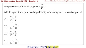 2015 Maths General 2 HSC Q16 Find 2-stage probability involving independent events