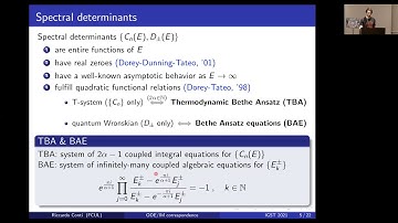 Riccardo Conti: ODE/IM correspondence in the large momentum limit
