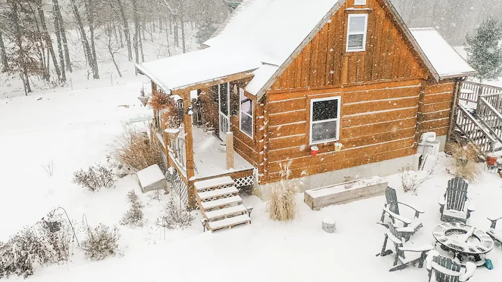 First snow at the OFF GRID Log Cabin | Winter 2019