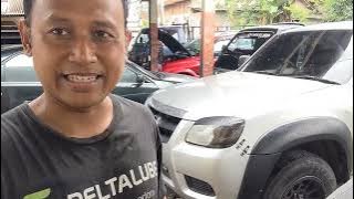 Mazda bt 50 asap knalpot putih dan pedas, mesin goyang