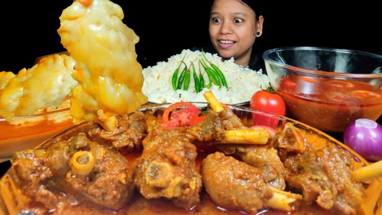 ASMR EATING MUTTON FAT CURRY, MUTTON CURRY WITH RICE, CHILLI & SPICY GRAVY | MUKBANG | EATING SHOW