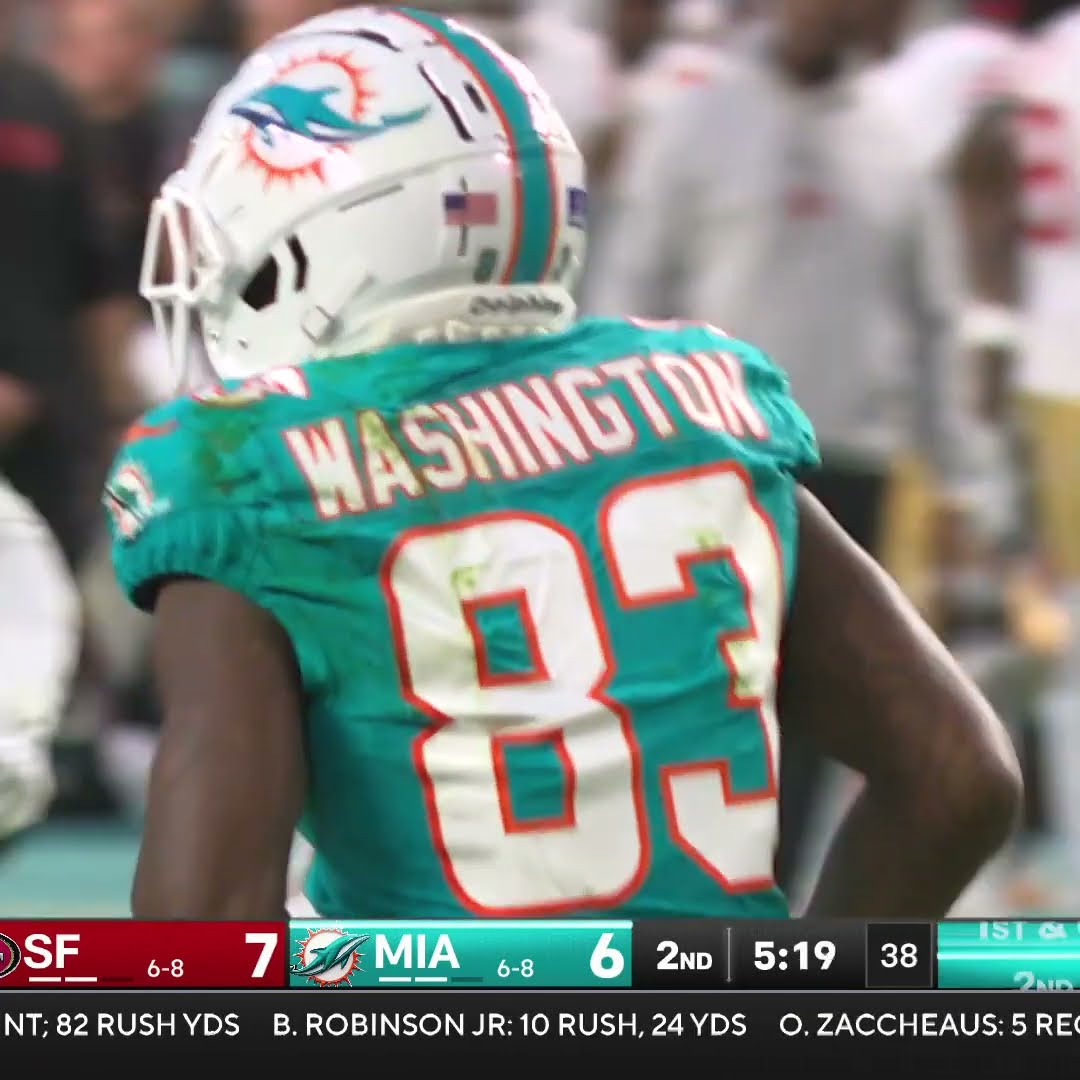 Malik Washington catches for a 19-yard Gain vs. San Francisco 49ers