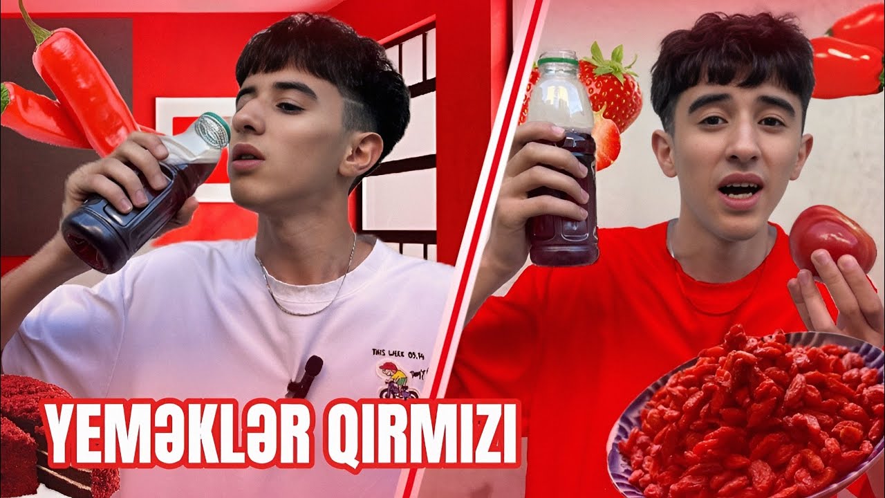 24 Saat Qırmızı Məhsullar Yedim!