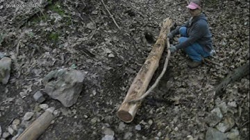 13) Cedar Log Bridge - Plan to Place the Supports on the Sleepers, Part 3 Carrying