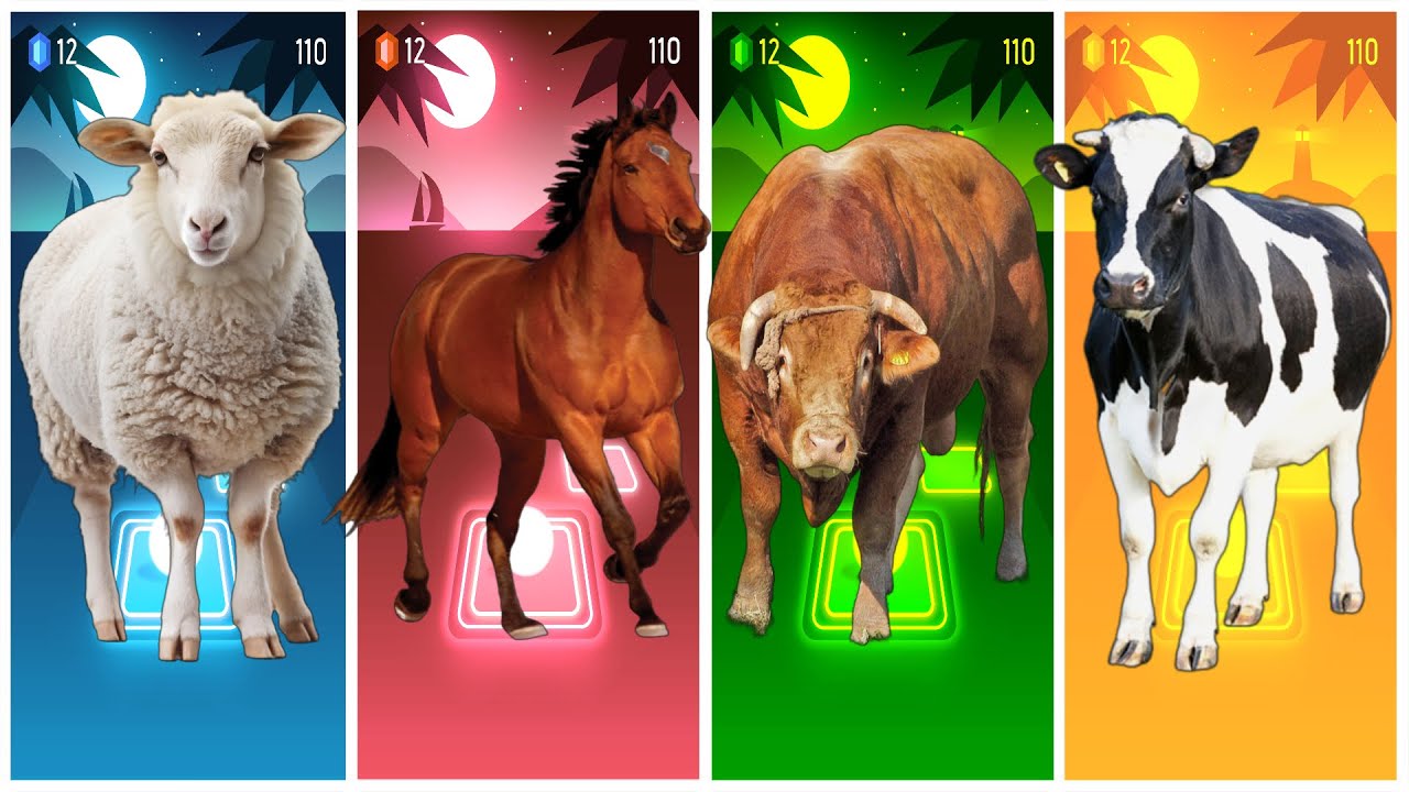 Funny Sheep🐏🆚Funny Horse🐎🆚Funny Bull🐂🆚Funny Cow🐄🔴Tiles Hop EDM Rush