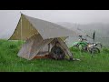 Camping solo sous la pluie  tempte de vent toute la nuit  asmr