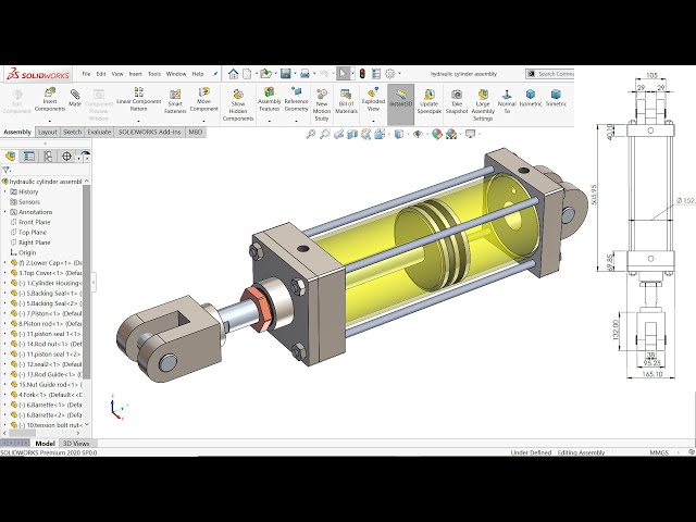 SolidWorks Tutorial Hydraulic Cylinder class=