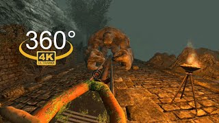 360 Video |  The roller coaster runs through the castle and encounters the Giant Stone monster