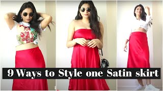 9 Ways to Style one midi Satin skirt | Wear your Skirt as multiple dresses for party & casual outing