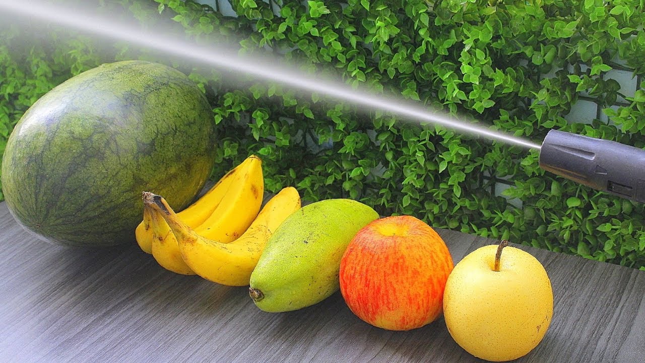 EXPERIMENT : HIGH PRESSURE WASHER 10000 PSI VS FRUITS