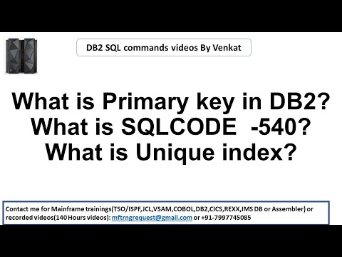 SQLCODE -540 | Unique index in DB2 | What is primary key in Database | Why primary key