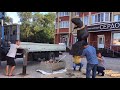 Установка скульптуры бобра на городской площади Боброва 31 08 2018