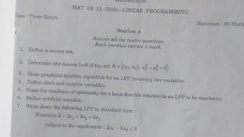 LPP question paper 2020 -6th semester (linear programming )